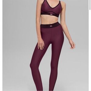 Alo Yoga Burgundy Leggings and Sports Bra Set Medium $242